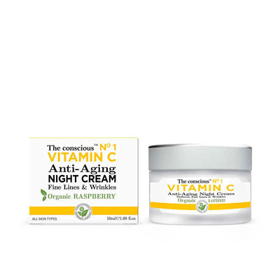 THE CONSCIOUS™-VITAMINA C creme de noite antienvelhecimento orgânico framboesa 50 ml-DrShampoo - Perfumaria e Cosmética