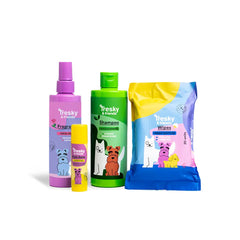 TRESKY & FRIENDS-KIT DE LIMPEZA PARA ANIMAIS 5 peças.-DrShampoo - Perfumaria e Cosmética