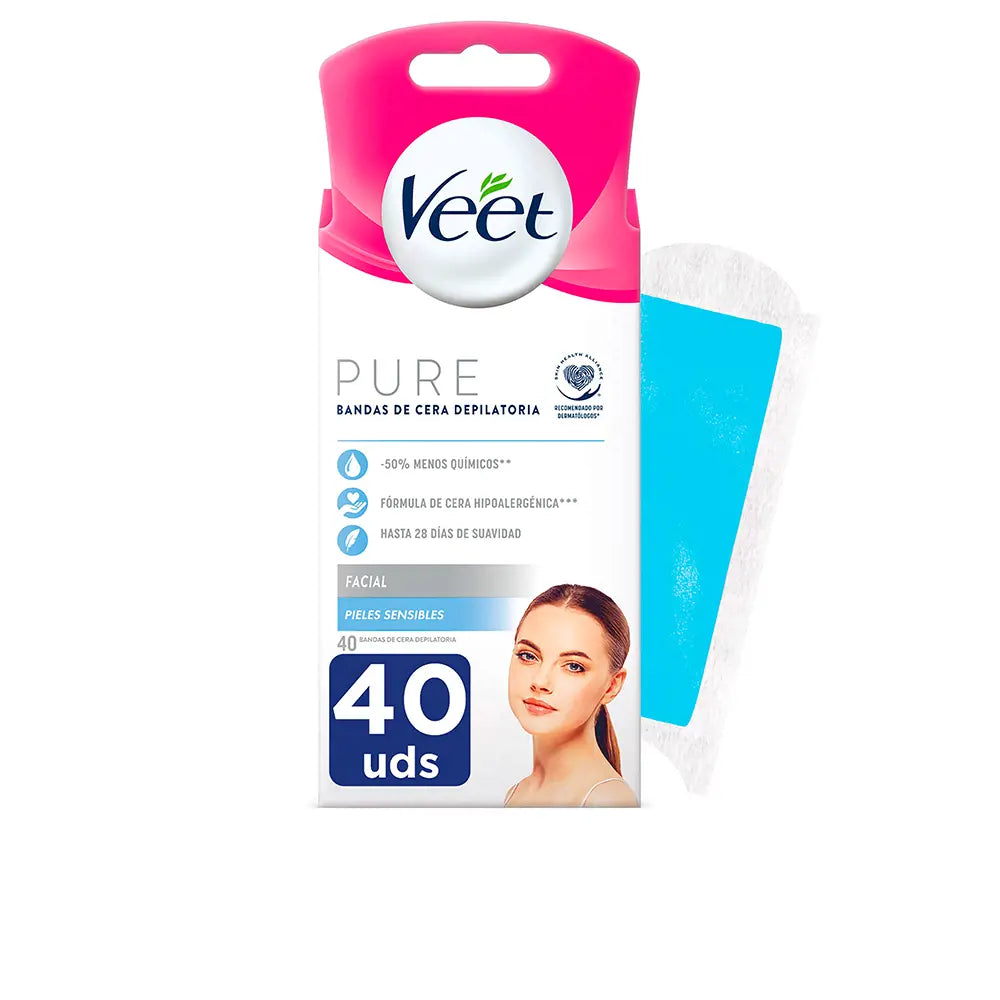 VEET-PURE WAX BANDS peeling facial sensivel 40 u-DrShampoo - Perfumaria e Cosmética