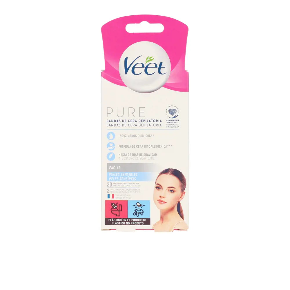 VEET-WAX BANDS pure facial depilatório pele sensível 20 unidades-DrShampoo - Perfumaria e Cosmética