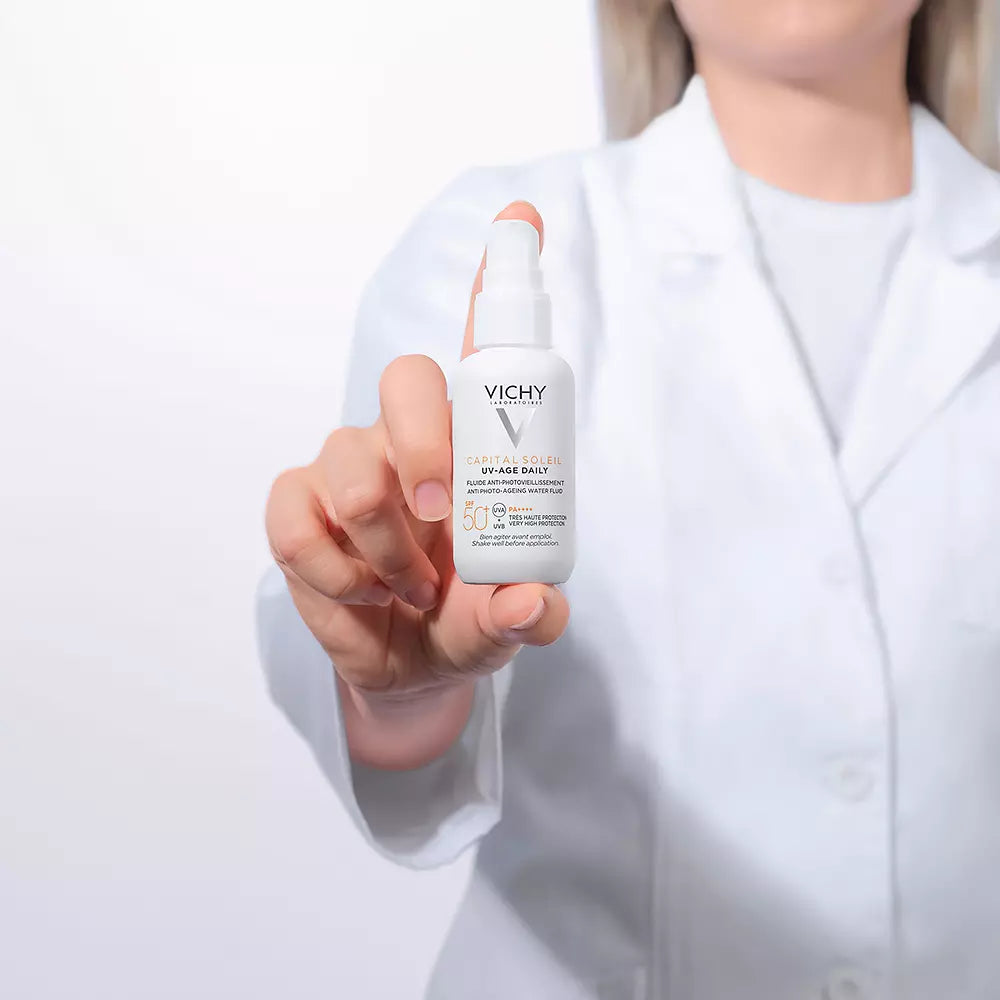 VICHY-CAPITAL SOLEIL UV AGE protetor solar diário fluido FPS 50+ 40 ml-DrShampoo - Perfumaria e Cosmética