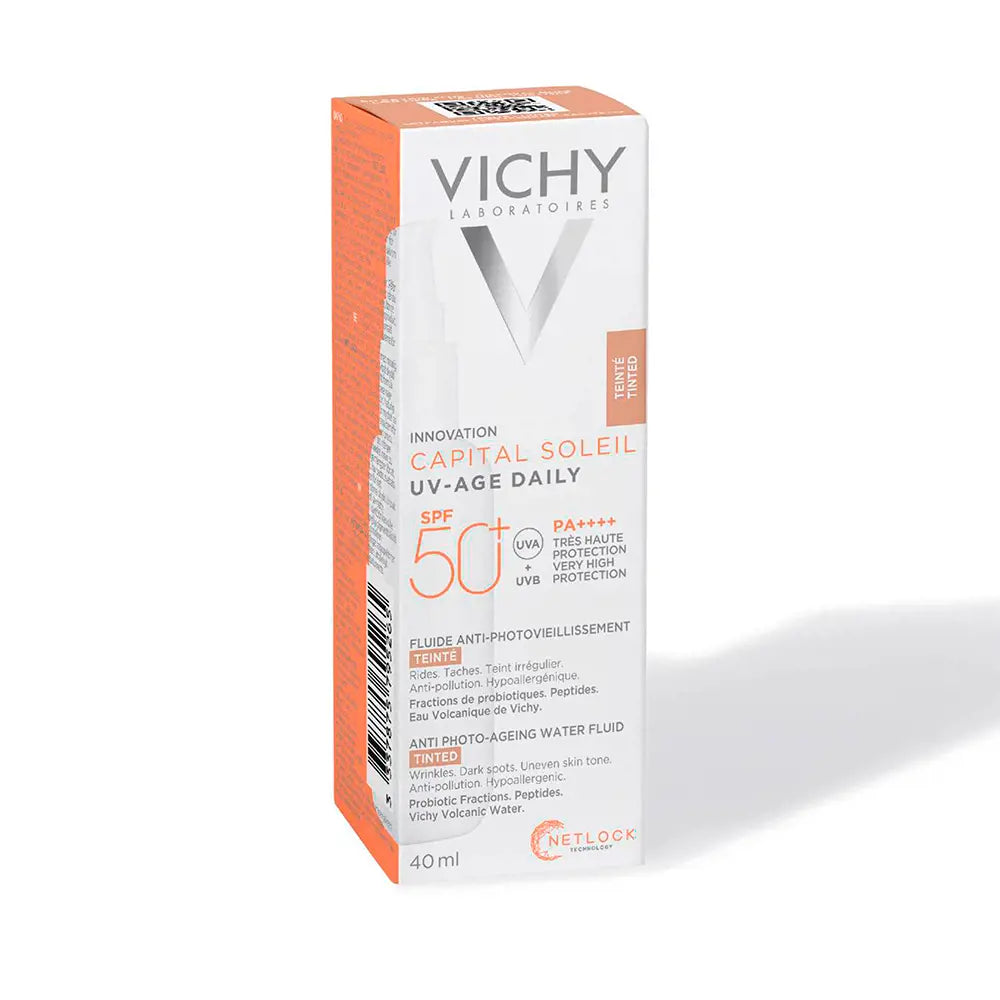 VICHY-CAPITAL SOLEIL UV AGE protetor solar diário fluido cor clara FPS 50+ 40 ml-DrShampoo - Perfumaria e Cosmética