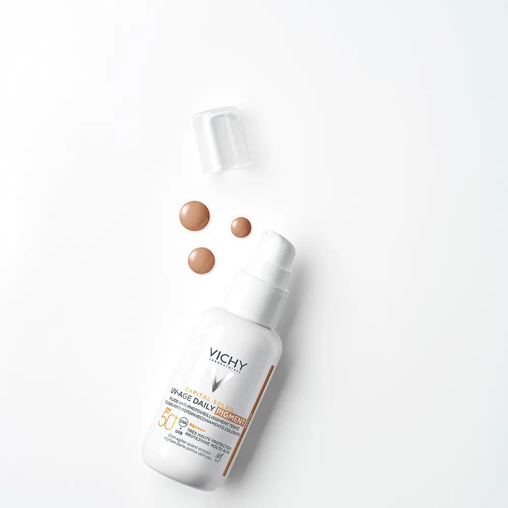 VICHY-CAPITAL SOLEIL UV AGE protetor solar diário fluido cor média FPS 50+ 40 ml-DrShampoo - Perfumaria e Cosmética