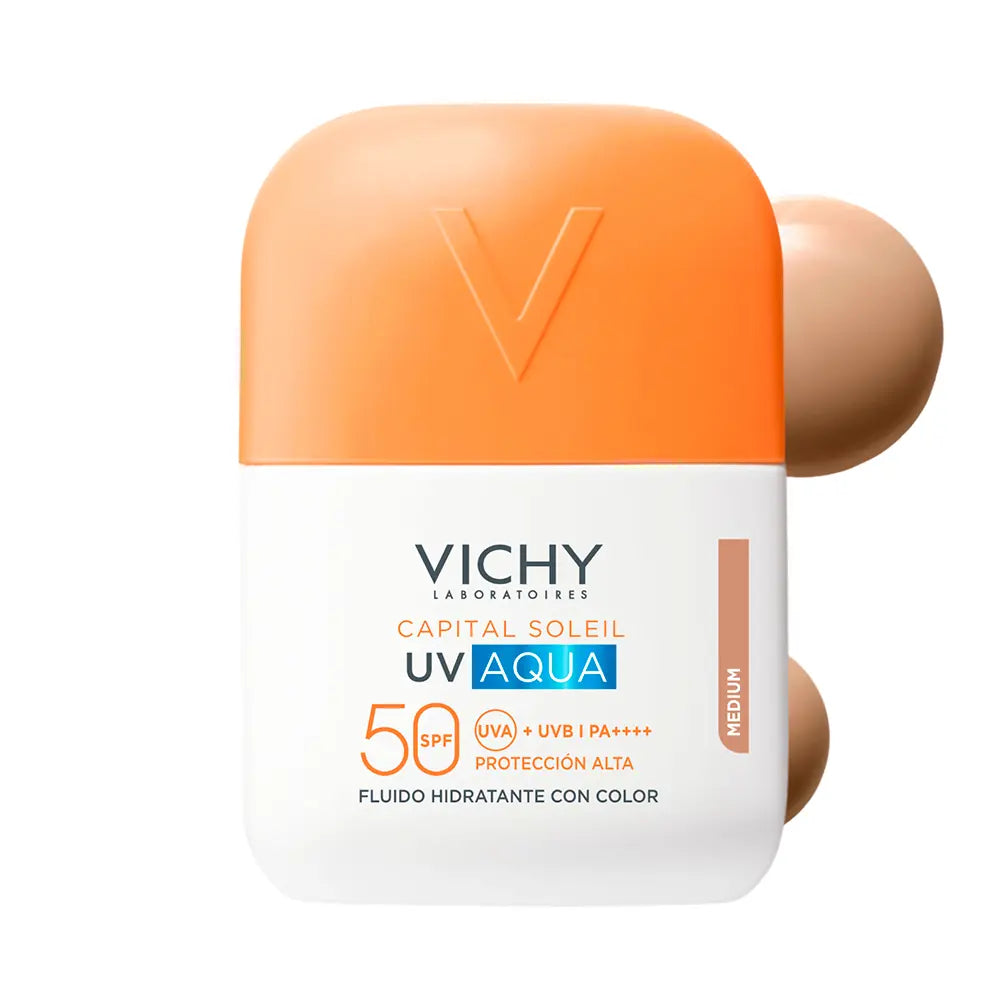 VICHY-CAPITAL SOLEIL UV AQUA fluido hidratante com cor FPS 50 #Médio 50 ml-DrShampoo - Perfumaria e Cosmética