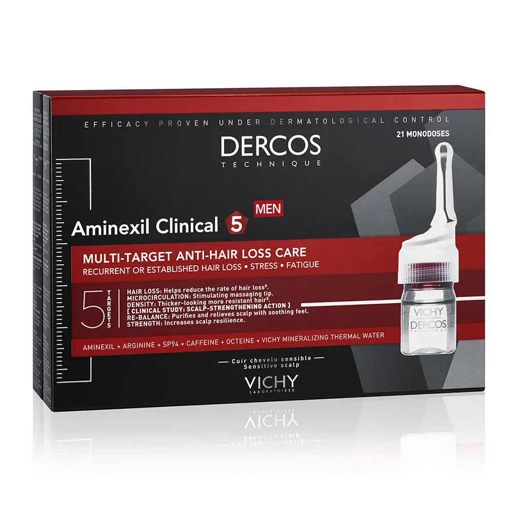 VICHY-DERCOS aminexil clinic 5 homem 21 x 6 ml-DrShampoo - Perfumaria e Cosmética