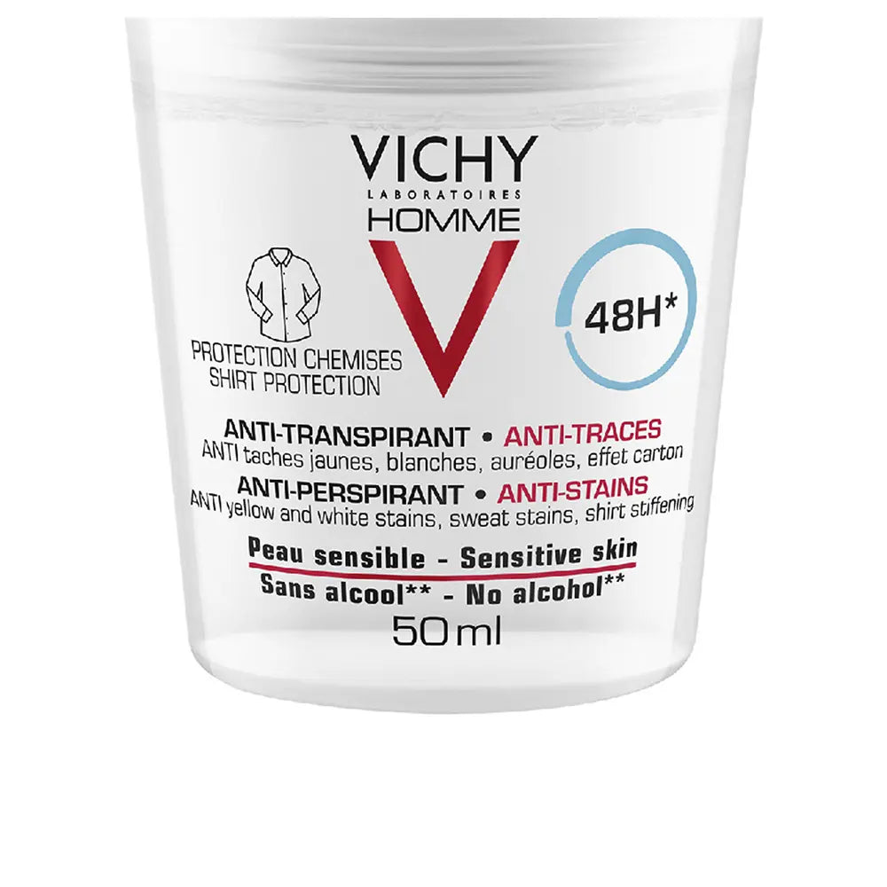 VICHY-HOMENS desodorante anti-transpirante anti-marcas 48h roll-on 50 ml.-DrShampoo - Perfumaria e Cosmética