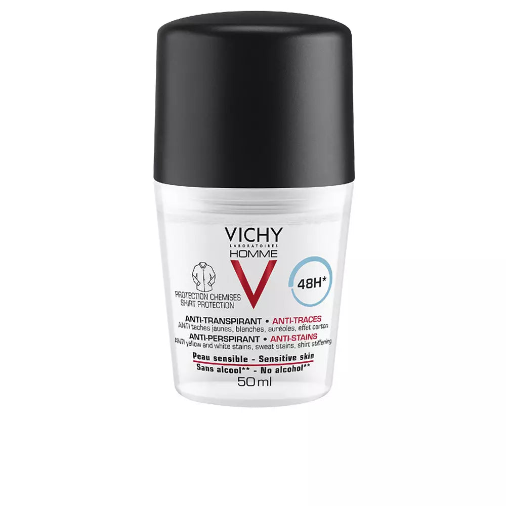 VICHY-HOMENS desodorante anti-transpirante anti-marcas 48h roll-on 50 ml.-DrShampoo - Perfumaria e Cosmética