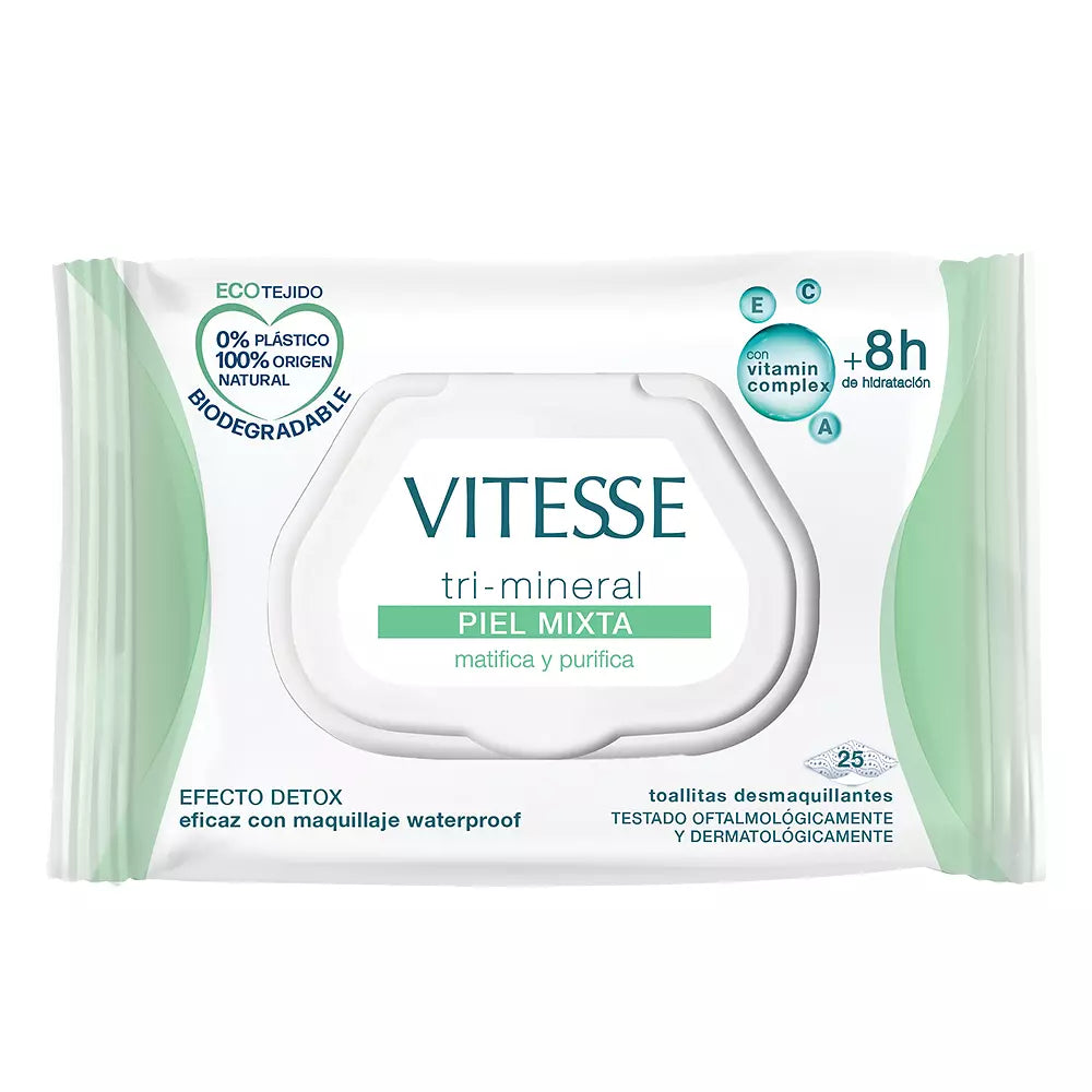 VITESSE-TRI-MINERAL PELA MISTA toalhetes desmaquilhantes 25 u.-DrShampoo - Perfumaria e Cosmética