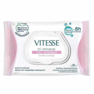 VITESSE-Toalhitas desmaquilhantes TRI-MINERAL PELE SENSÍVEL 25 ud-DrShampoo - Perfumaria e Cosmética Main image