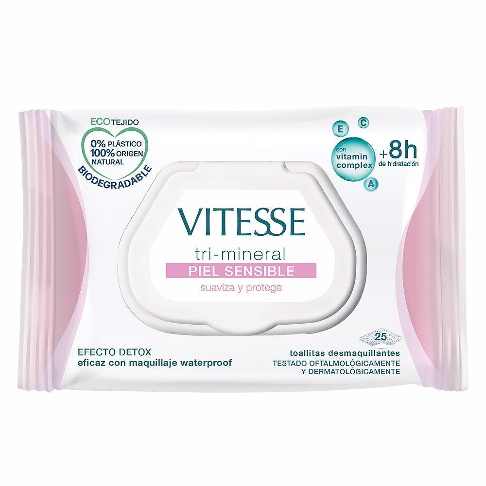 VITESSE-Toalhitas desmaquilhantes TRI-MINERAL PELE SENSÍVEL 25 ud-DrShampoo - Perfumaria e Cosmética