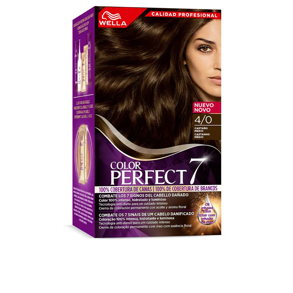 WELLA COLOR PERFECT 7-WELLA COLOR PERFECT 7 100 cobertura de cinza 4 0 castanho médio-DrShampoo - Perfumaria e Cosmética