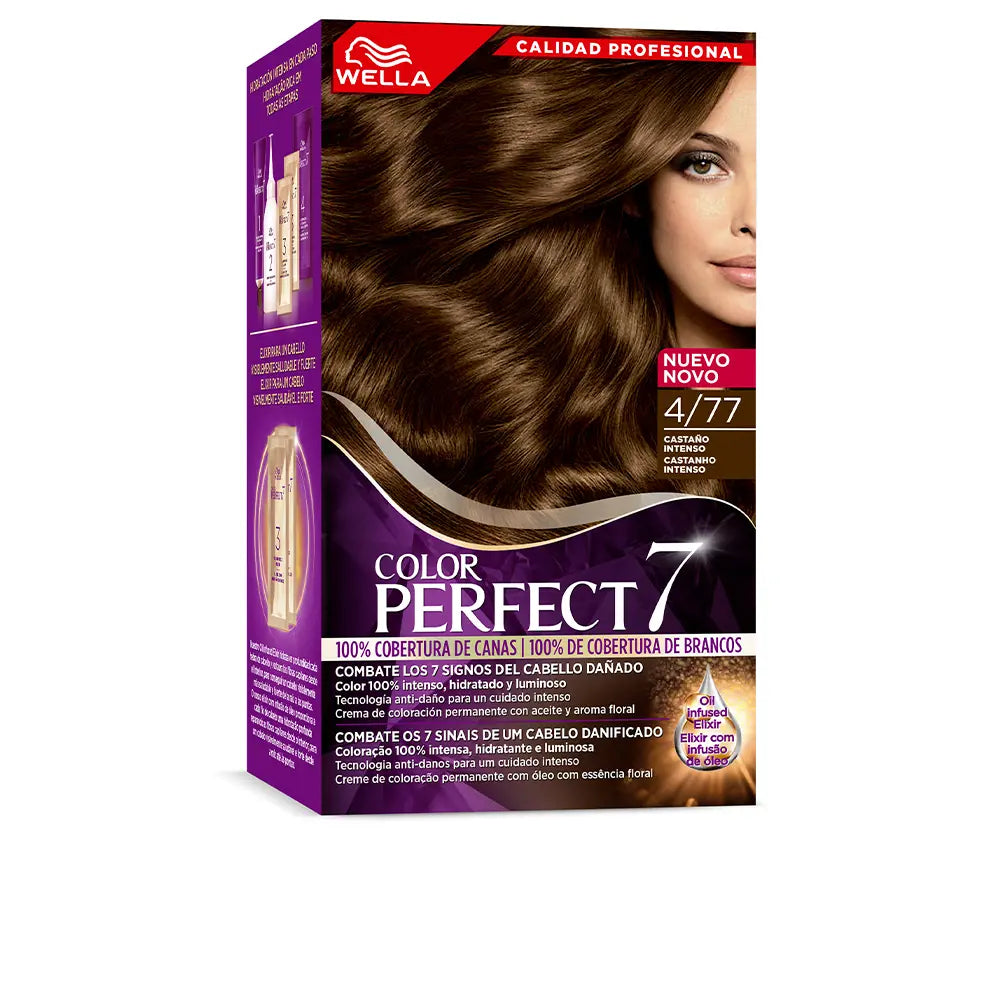 WELLA COLOR PERFECT 7-WELLA COLOR PERFECT 7 100 cobertura de cinza 4 77 marrom aveludado-DrShampoo - Perfumaria e Cosmética